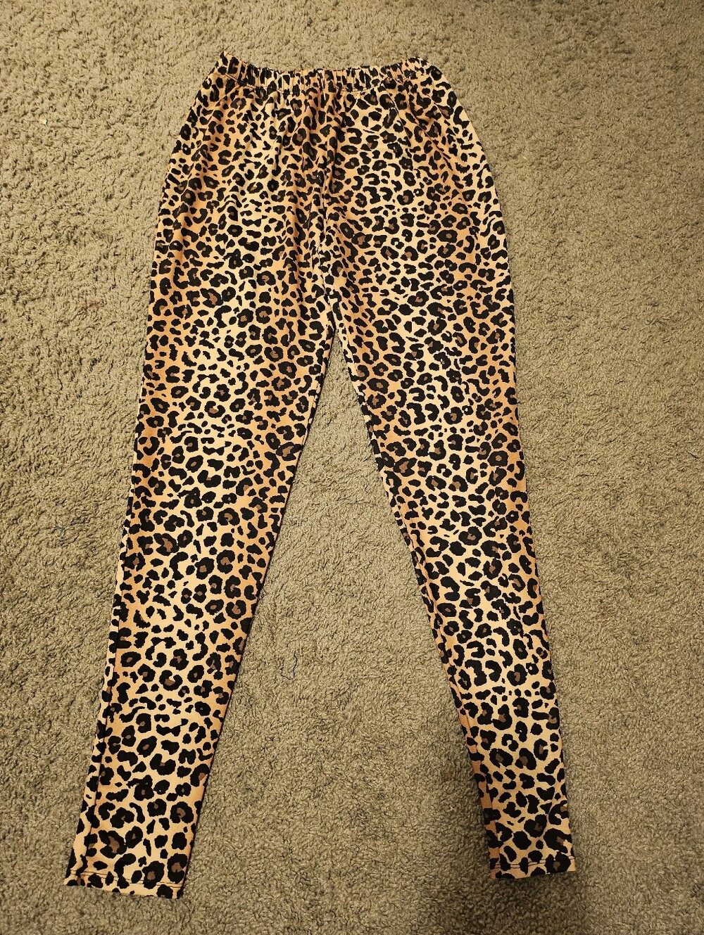 Leopard Print Wide Leg Pants - Tan & Black
